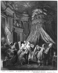 Die Schlafzeremonie der Braut, graviert von Jean-Michel Moreau, genannt der Junge